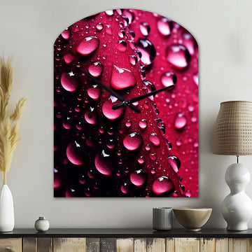 Red Rose with Raindrops XVIII - Asymmetric Metal Wall Clock